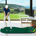 Golf putting green set with training cup, flag, and built-in hazards on a true-roll surface