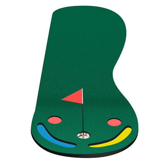 Golf putting green set with training cup, flag, and built-in hazards on a true-roll surface — view 3