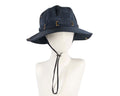 Navy blue weatherproof casual bucket hat with adjustable chin strap for outdoor golf and hiking