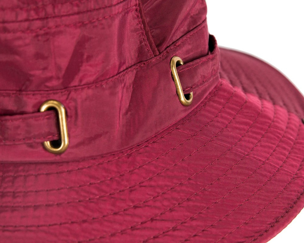 Burgundy weatherproof casual bucket hat with chin strap for golf and outdoor winter activities — view 5