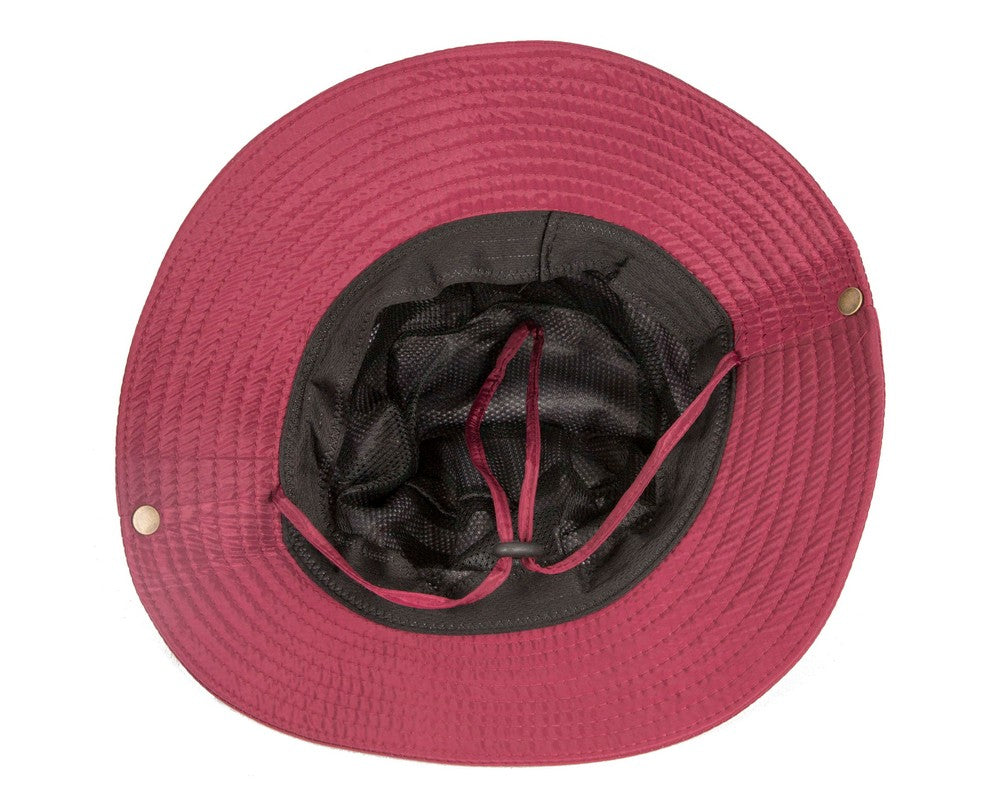 Burgundy weatherproof casual bucket hat with chin strap for golf and outdoor winter activities — view 4