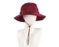 Burgundy weatherproof casual bucket hat with chin strap for golf and outdoor winter activities