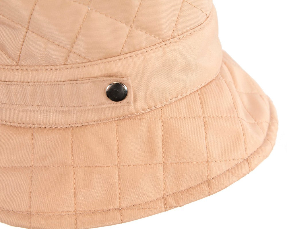 Beige weatherproof bucket hat for golf featuring a casual design and cozy fleece lining — view 4