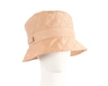 Beige weatherproof bucket hat for golf featuring a casual design and cozy fleece lining