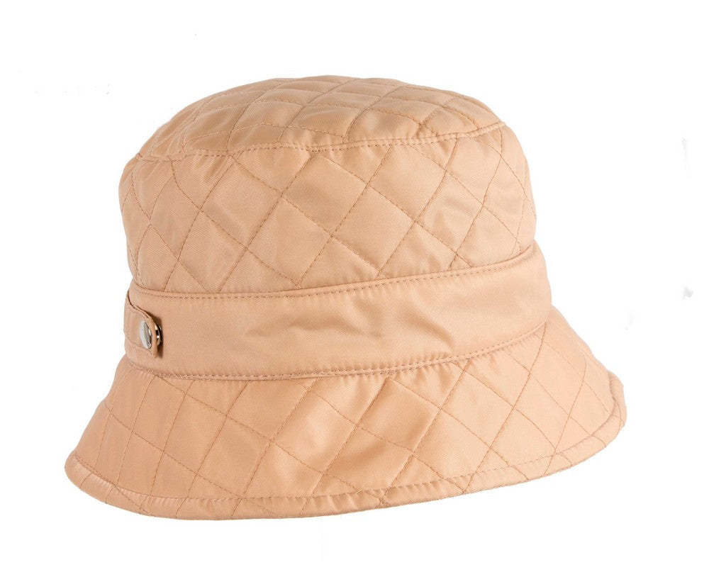 Beige weatherproof bucket hat for golf featuring a casual design and cozy fleece lining — view 2