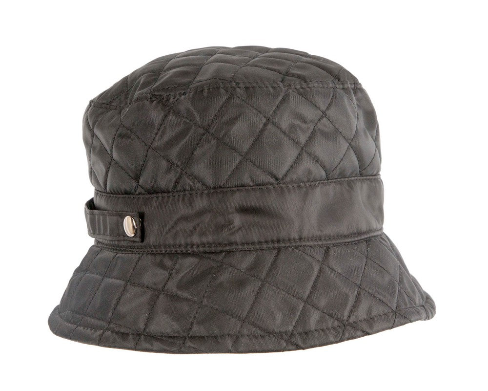 Black casual weatherproof bucket golf hat with a warm fleecy lining and foldable design — view 2