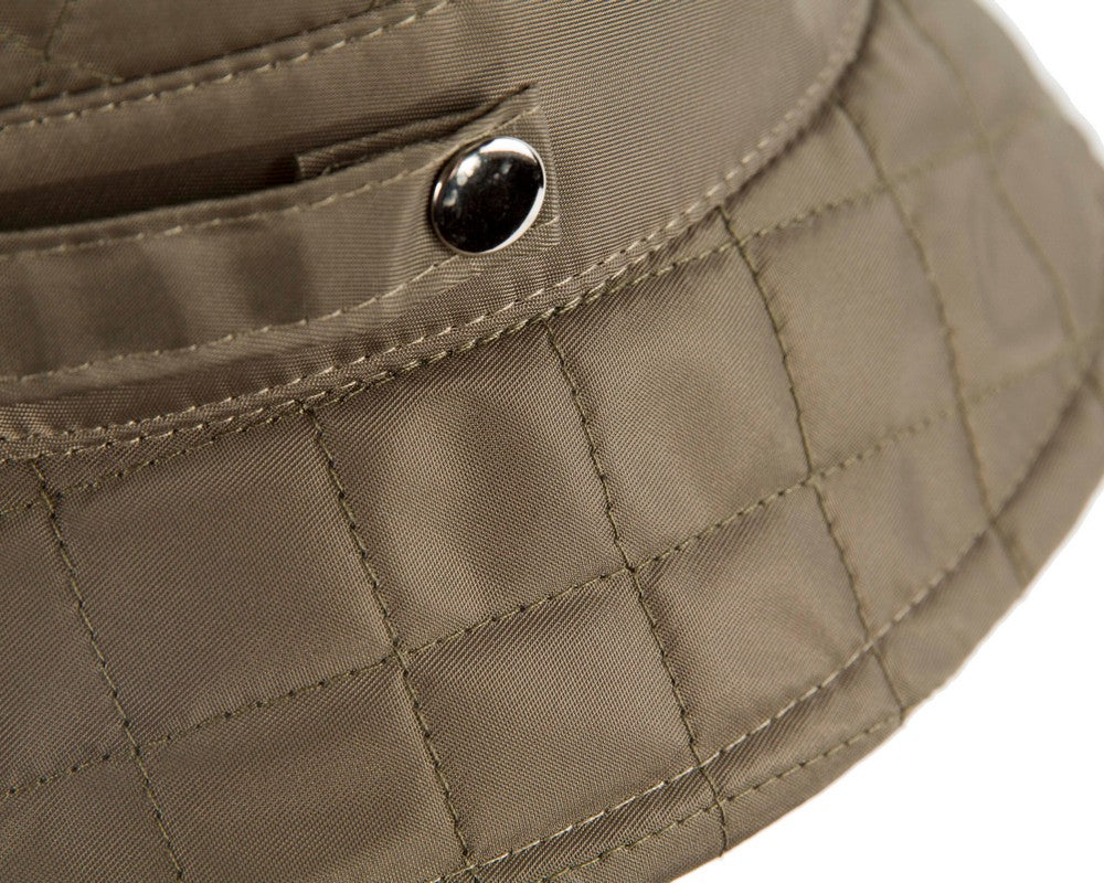 Olive green casual weatherproof bucket hat with cozy fleece lining for winter outdoor sports — view 4