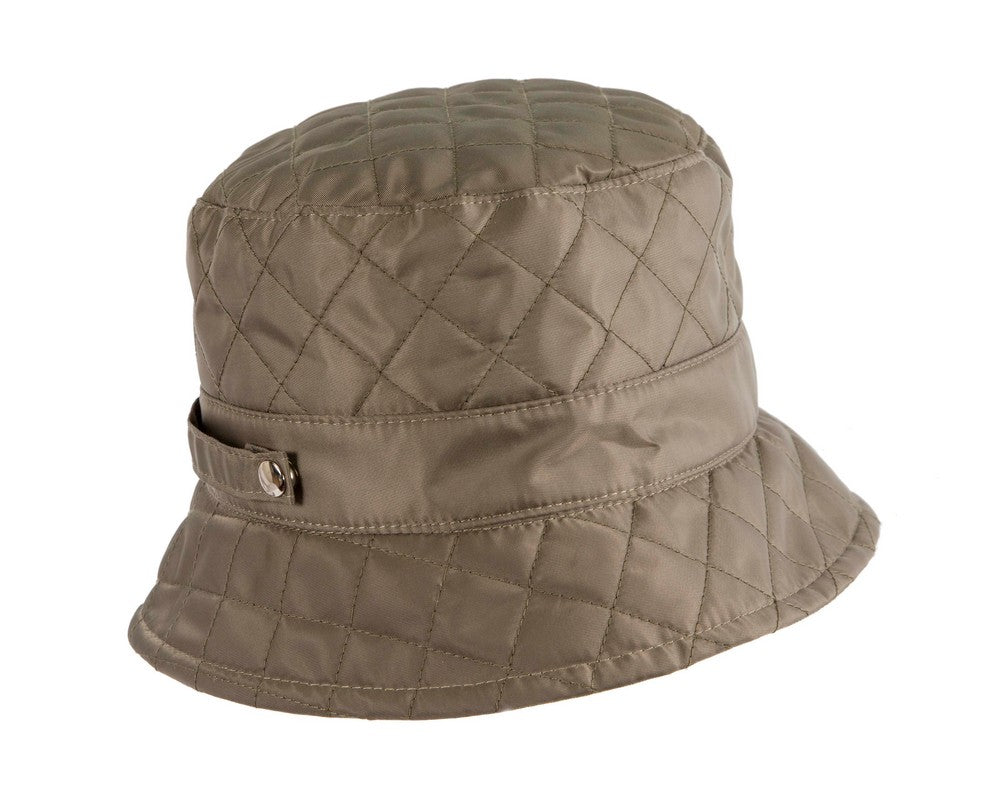 Olive green casual weatherproof bucket hat with cozy fleece lining for winter outdoor sports — view 2