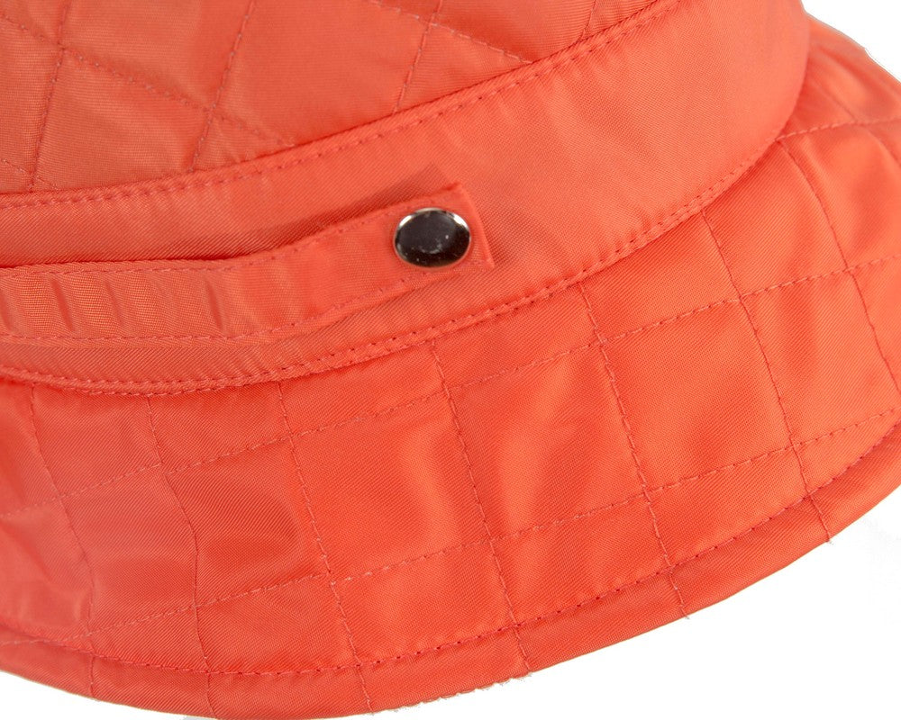 Orange weatherproof bucket hat with cozy fleece lining, ideal for winter golf and outdoor casual wear — view 4