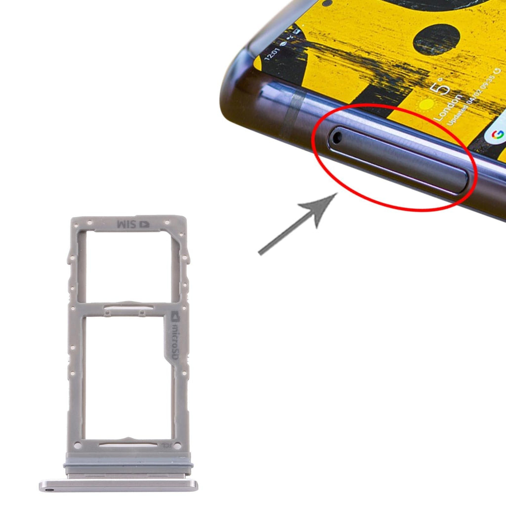 Replacement dual SIM and Micro SD card holder tray for smartphone on plain background — view 5