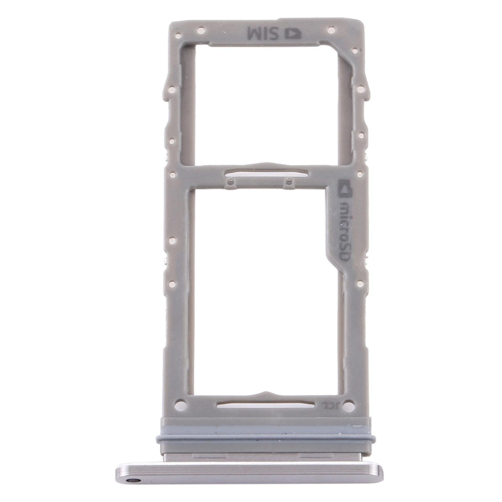 Replacement dual SIM and Micro SD card holder tray for smartphone on plain background