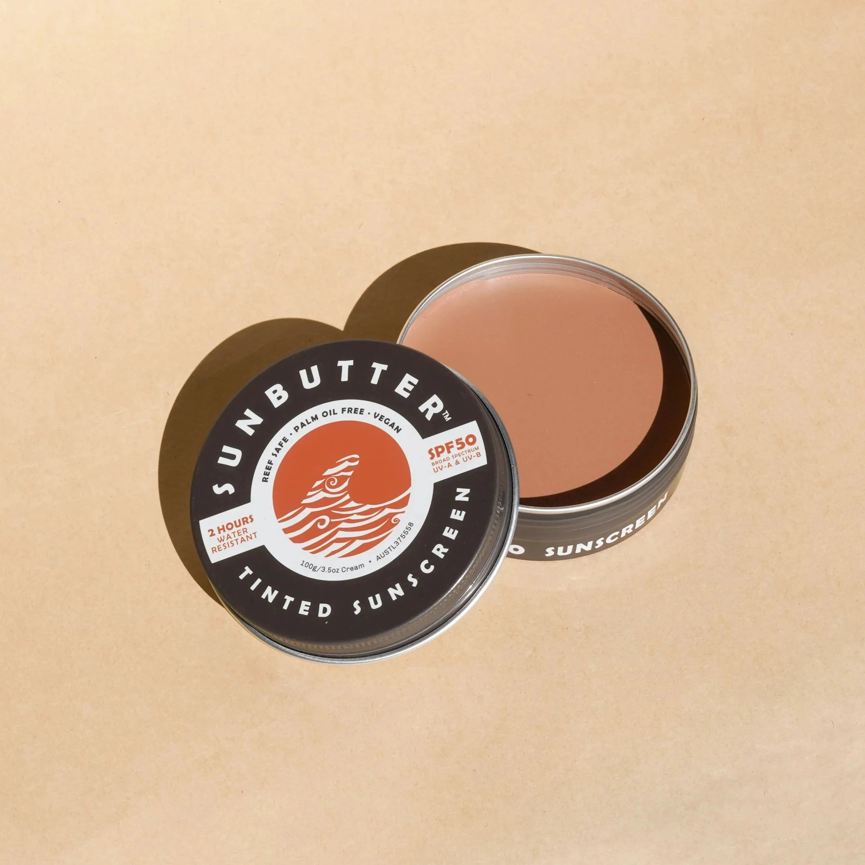 SunButter tinted mineral face sunscreen with SPF50 in eco friendly packaging for daily skin protection
