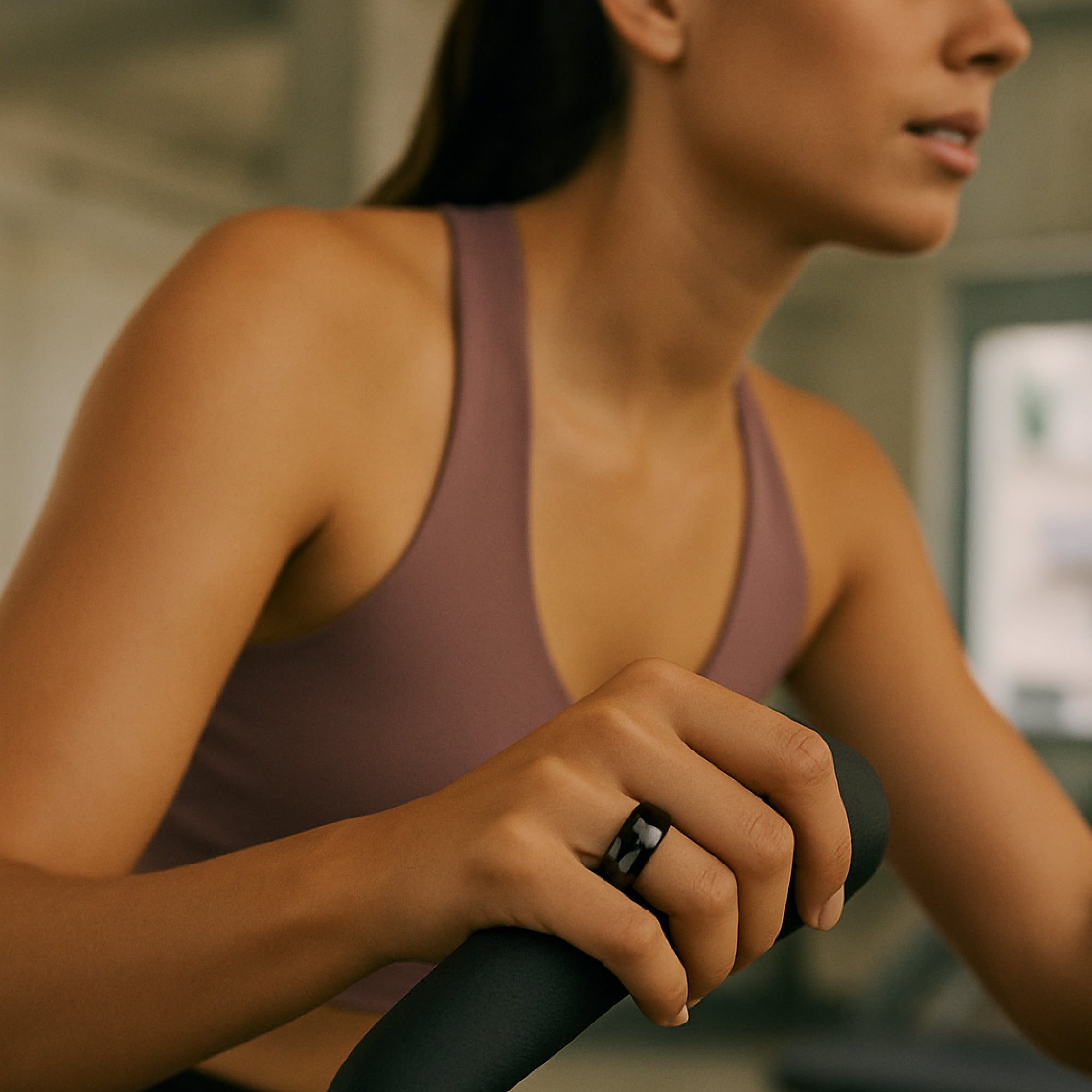 Everyday Wellness Smart Ring in sleek modern finish with its compact magnetic charging base — view 3