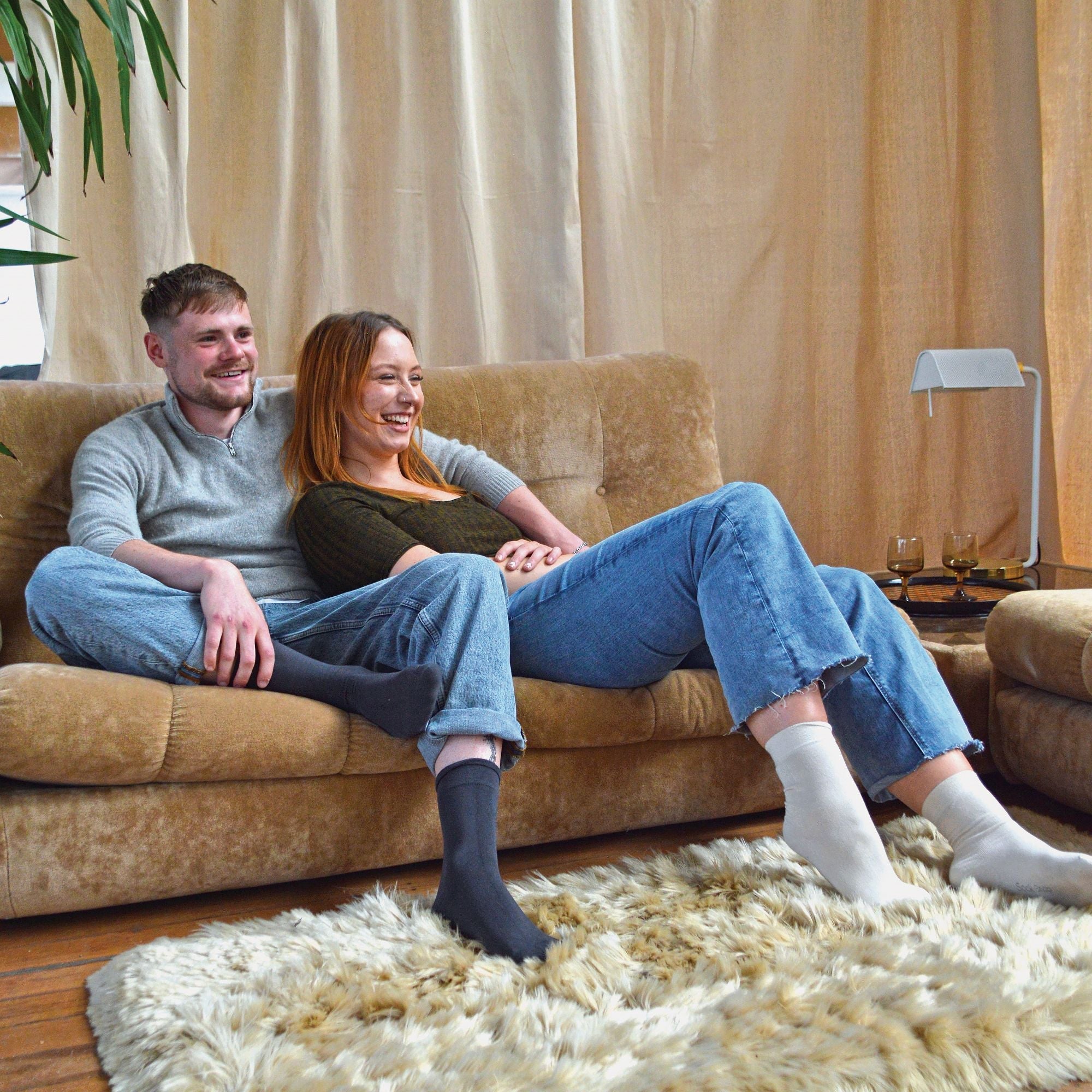 Four pack of luxury unisex bamboo crew dress socks in premium soft breathable knit — view 4