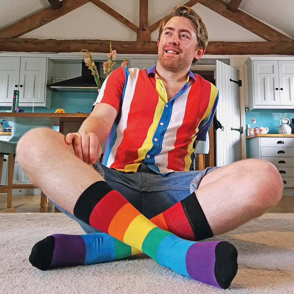 Men's vibrant rainbow striped novelty socks and matching comfortable boxers set multipack boxers set multipack — view 4