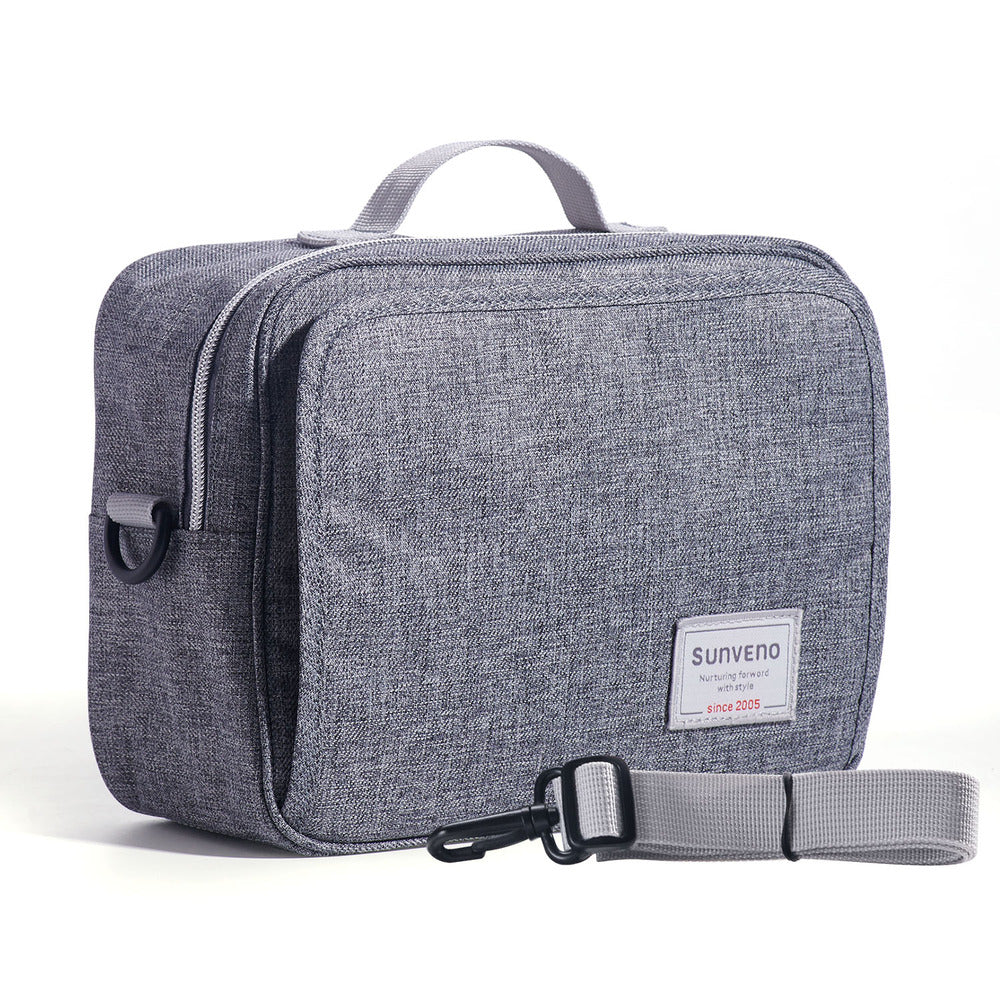 Compact diaper clutch bag with built-in baby wipe dispenser and adjustable shoulder strap for strollers