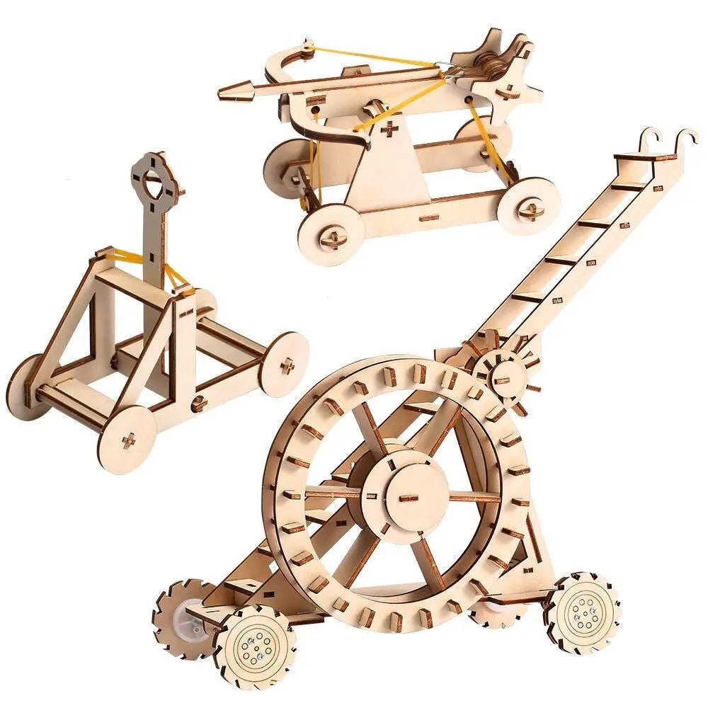 STEM remote control battle machine kit with circuit connections, plastic chassis, and all-terrain tires.