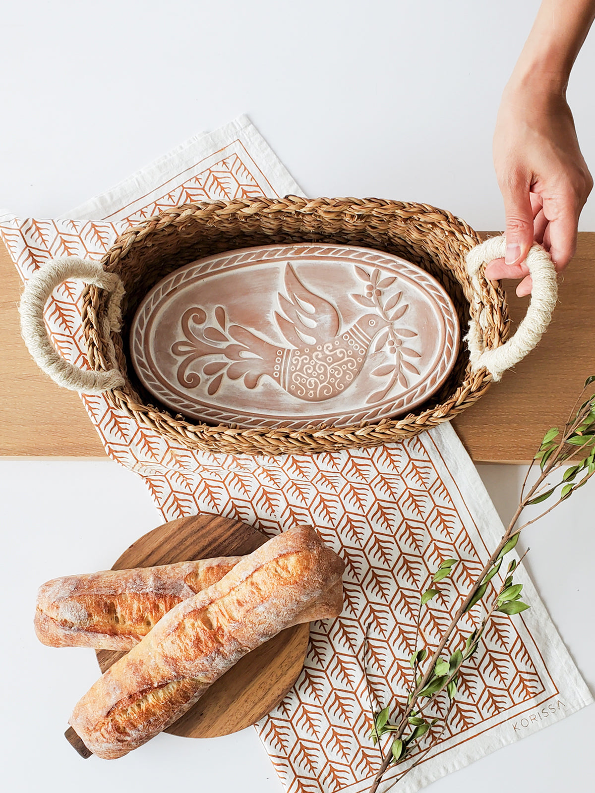 Bread Warmer & Basket - Bird Oval-2