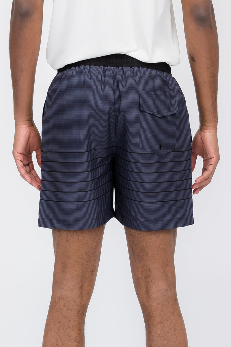 Striped swim shorts for men, regular fit with mesh lining and pockets, lightweight summer swimwear — view 4