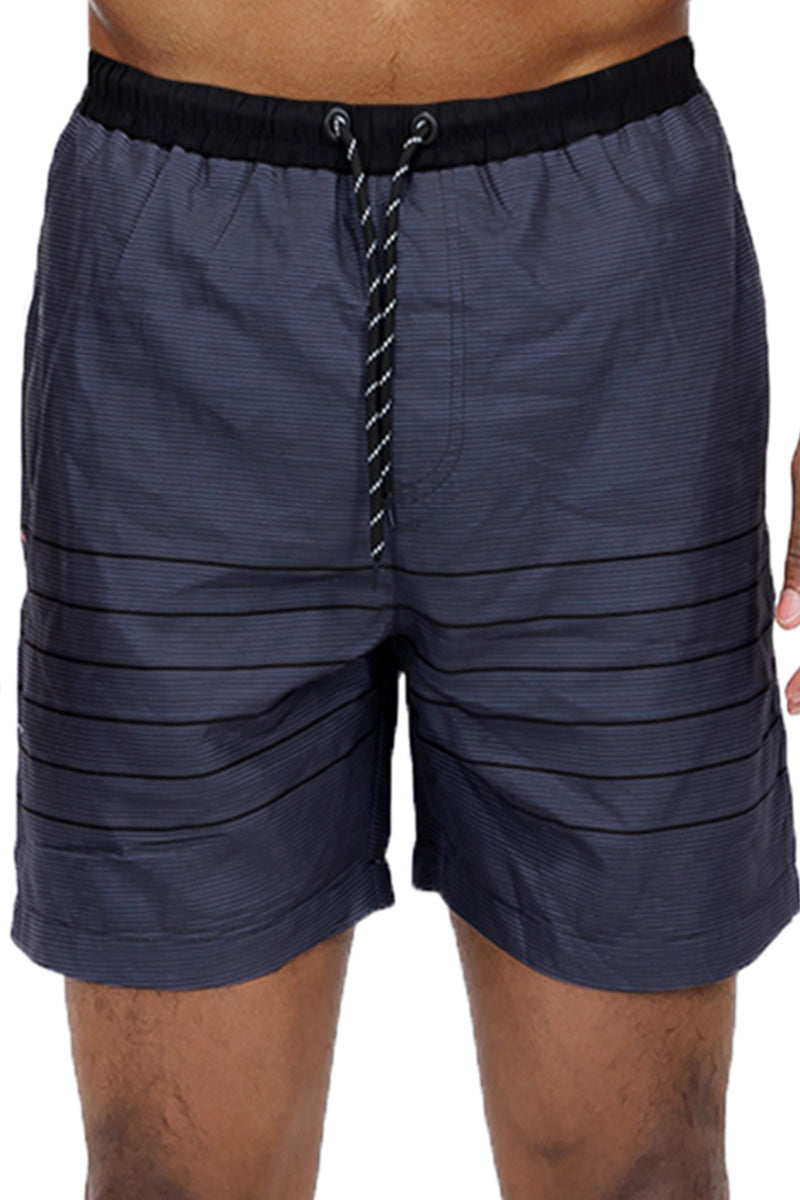 Striped swim shorts for men, regular fit with mesh lining and pockets, lightweight summer swimwear — view 2