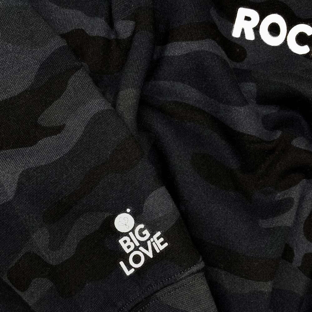 KINDNESS ROCKS HOODIE CROP SWEATSHIRT | BLACK CAMO-2