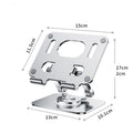 Silver aluminum ergonomic adjustable laptop stand with 360 degree rotation on a white background