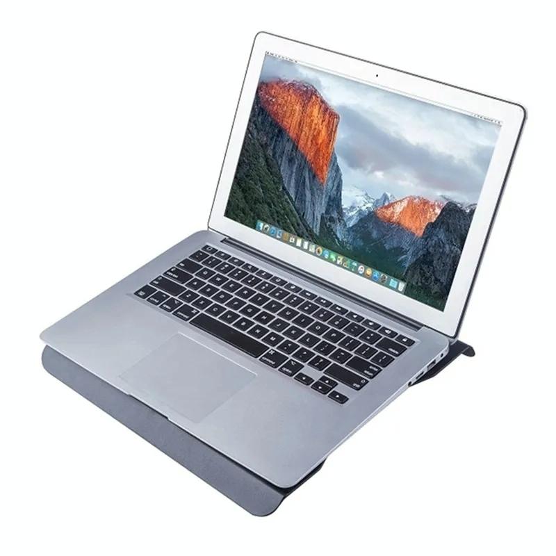 Gaming laptop stand with built in LED cooling fan providing stable ergonomic support on desk — view 3