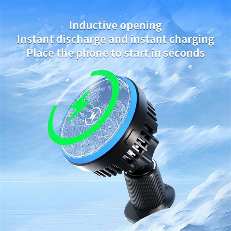 NNEIDS magnetic wireless car charger with colorful RGB lighting and air outlet mounting bracket — view 4