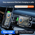 NNEIDS transparent black wireless car charger with automatic infrared sensor aluminum mounting bracket