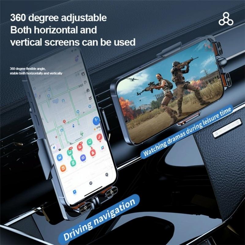NNEIDS transparent black wireless car charger with automatic infrared sensor aluminum mounting bracket — view 2