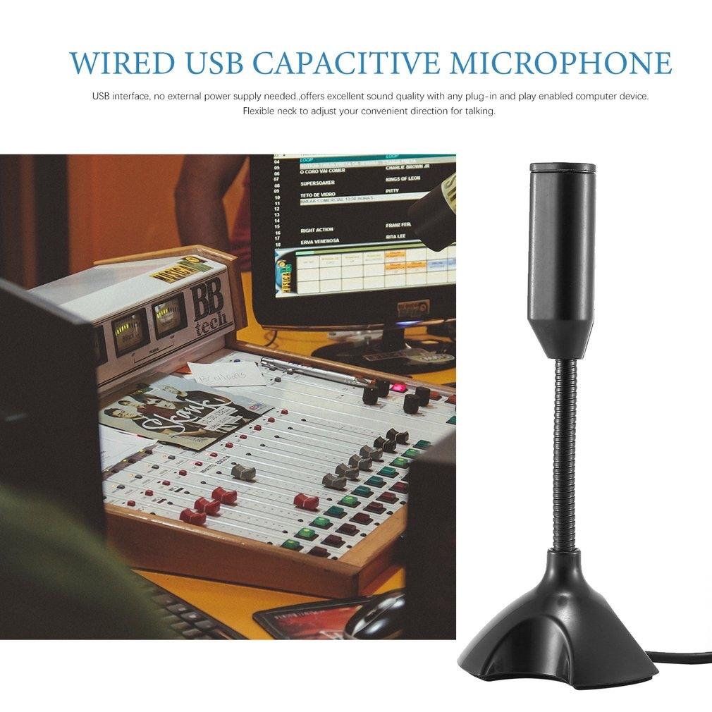 Black NNEIDS mini USB microphone with flexible gooseneck stand for desktop computer recording — view 2
