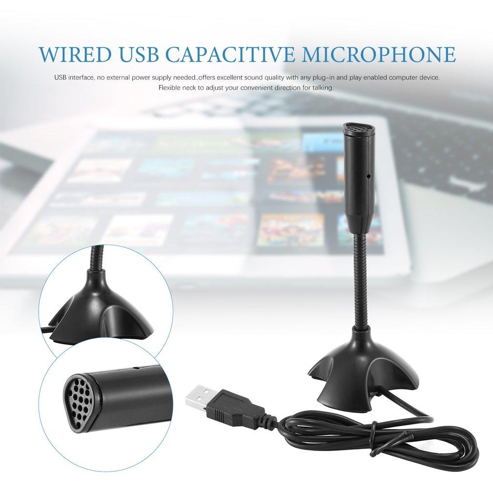 Black NNEIDS mini USB microphone with flexible gooseneck stand for desktop computer recording — view 3