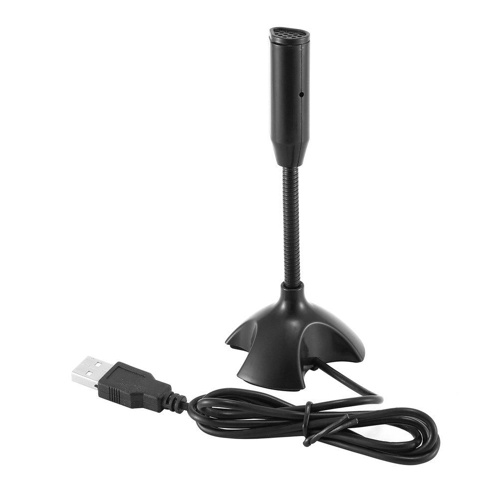 Black NNEIDS mini USB microphone with flexible gooseneck stand for desktop computer recording — view 4