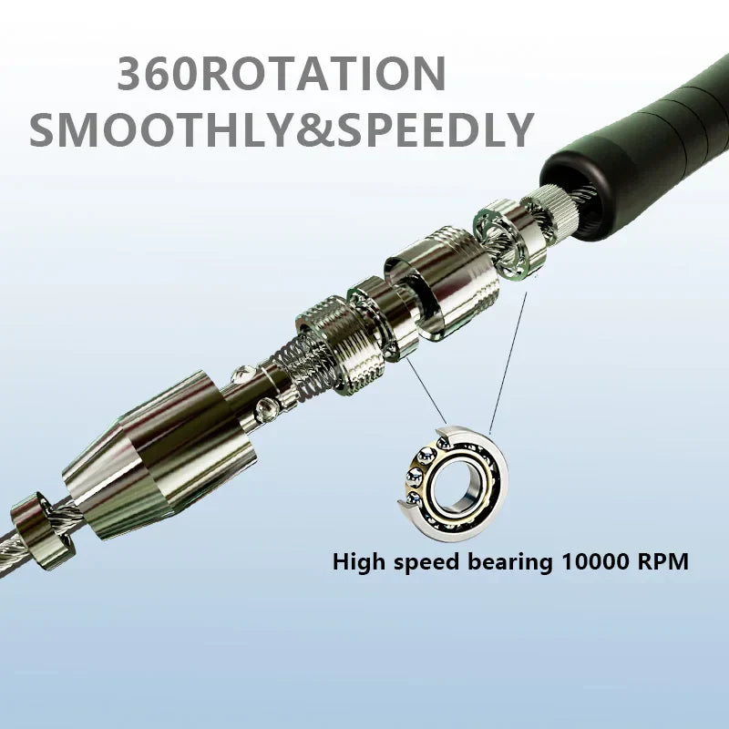 Professional speed jump rope with adjustable aluminium alloy handles and double bearing system for fitness training. — view 4