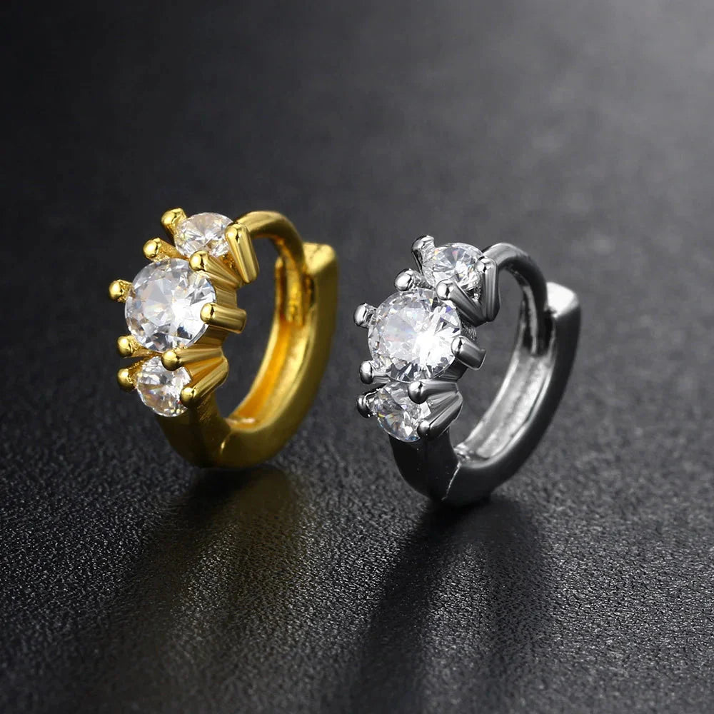 Cubic zirconia stainless steel hoop earring for cartilage and daith piercings in silver and gold — view 5