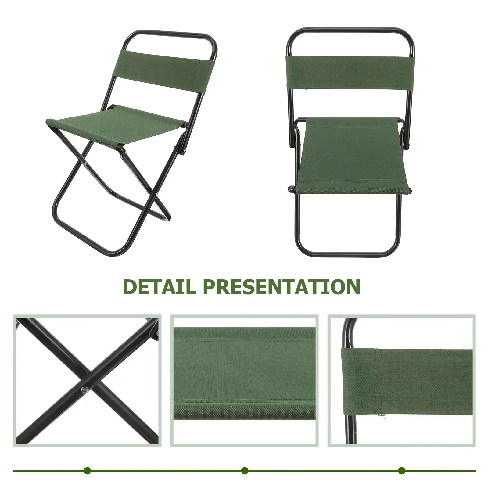 Portable camping folding chair with sturdy steel frame and breathable cloth fabric for outdoor relaxation — view 2