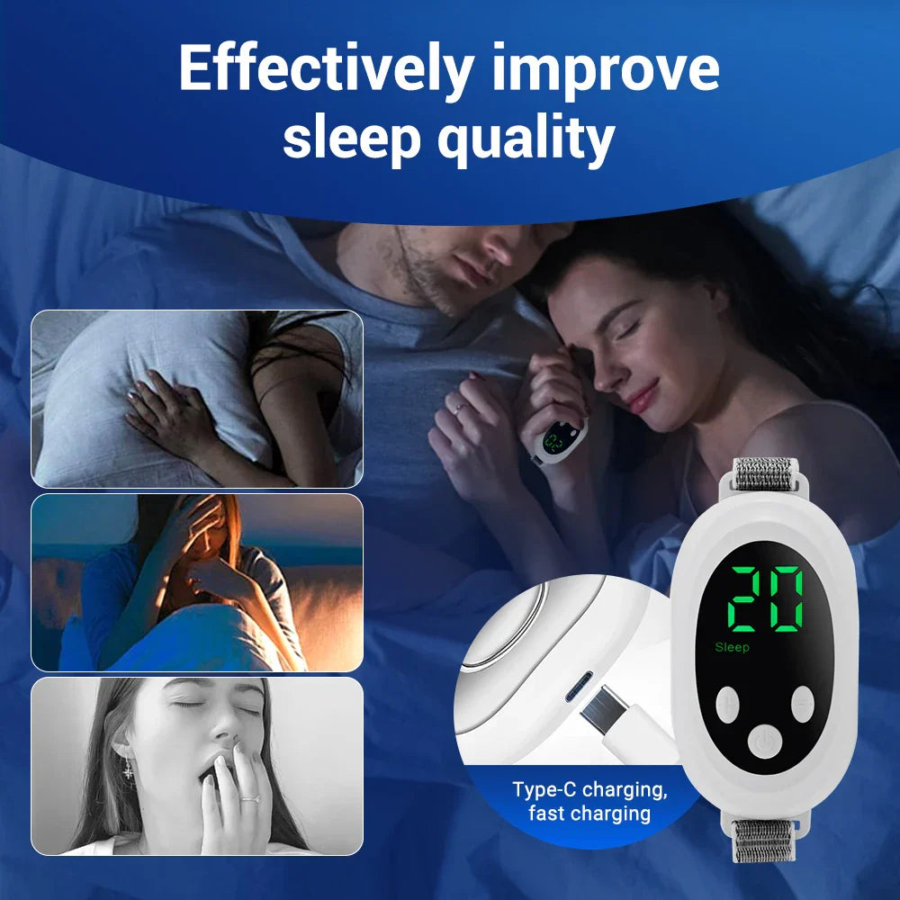 White intelligent sleep aid device with an adjustable skin-friendly hand strap for anxiety and insomnia relief — view 5