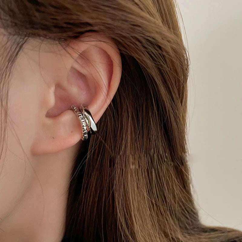 Irregular geometric metal ear cuff non piercing fake cartilage punk style earring for women — view 2