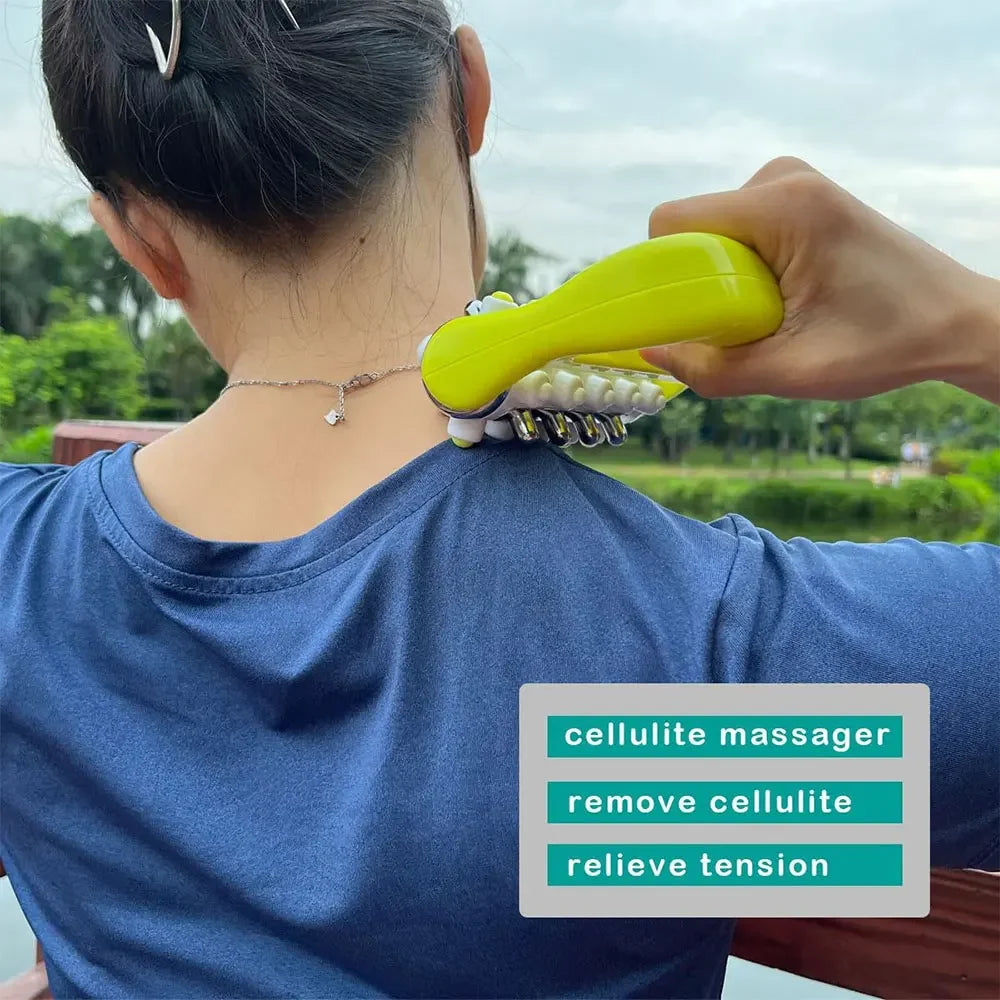 Yellow deep tissue cellulite massage roller and fascia release tool for muscle recovery. — view 3