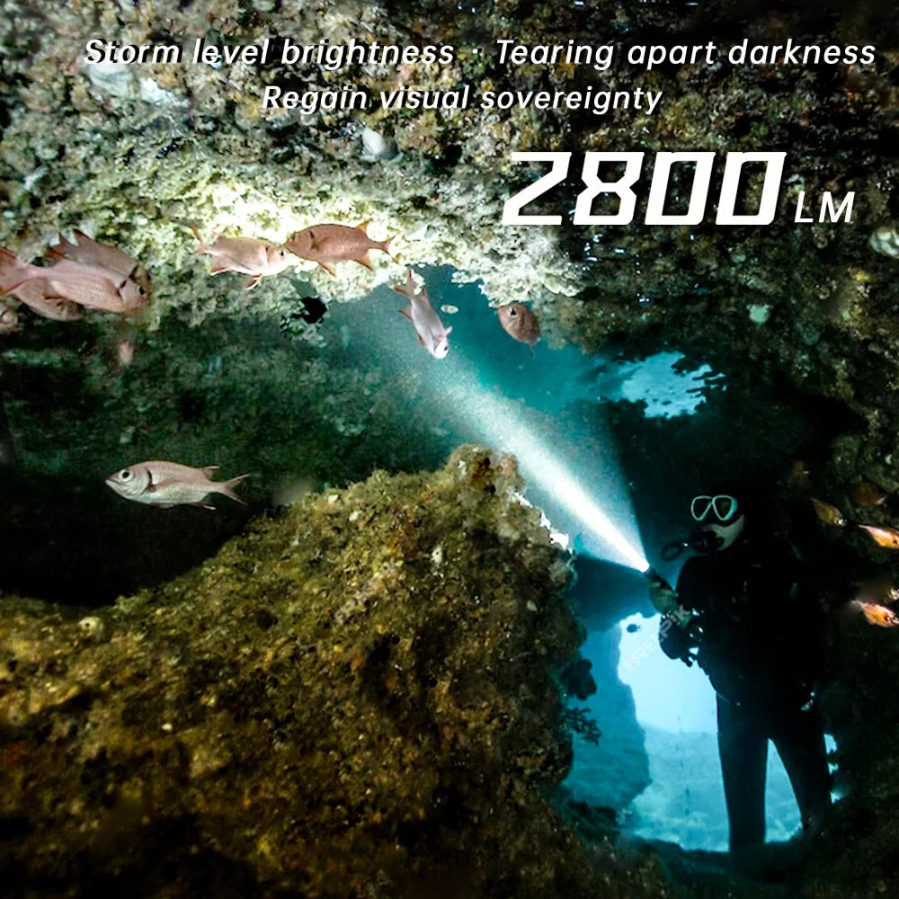 Wurkkos DL03 professional rechargeable dive flashlight in black aluminum with green beam capability — view 3