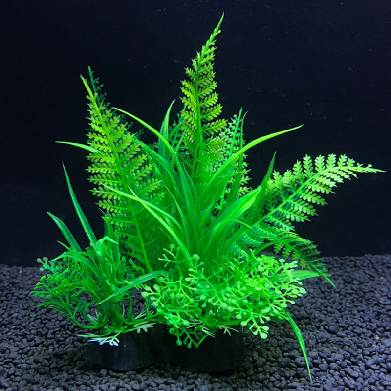 Artificial aquarium decor plant in vibrant green with realistic leaves for fish tank decoration — view 2