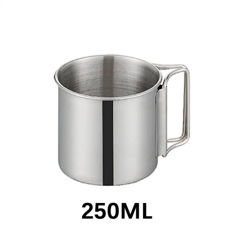 Portable stainless steel carabiner camping mug with folding handle for outdoor adventures. — view 5