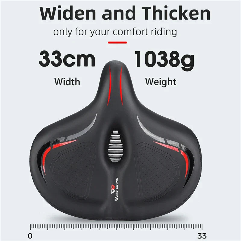 Oversized black artificial leather comfort bike seat with shock absorbing suspension balls — view 3