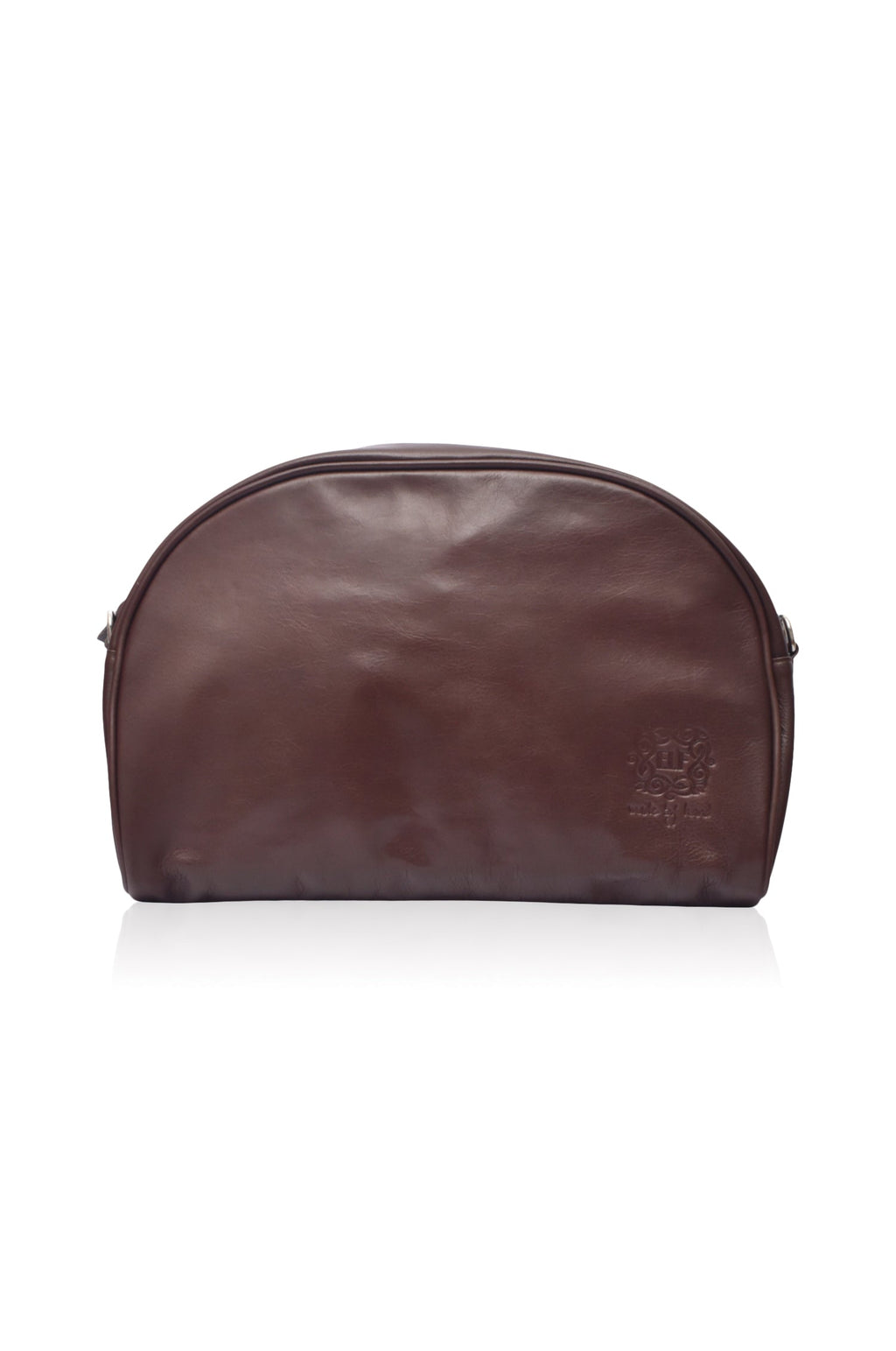 Brown Sabine genuine leather crossbody handbag and oversized clutch with adjustable shoulder strap — view 3