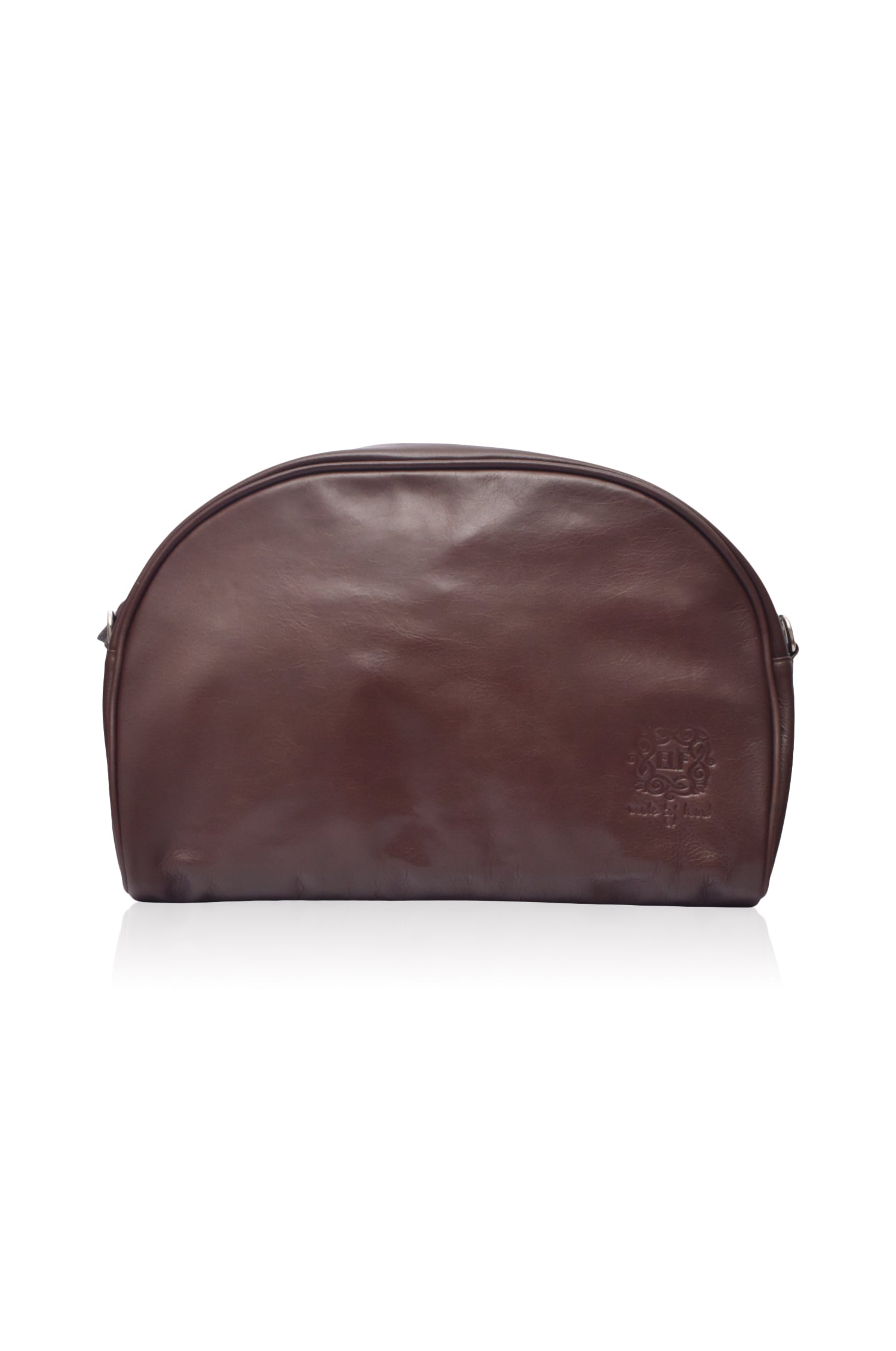 Brown Sabine genuine leather crossbody handbag and oversized clutch with adjustable shoulder strap — view 3