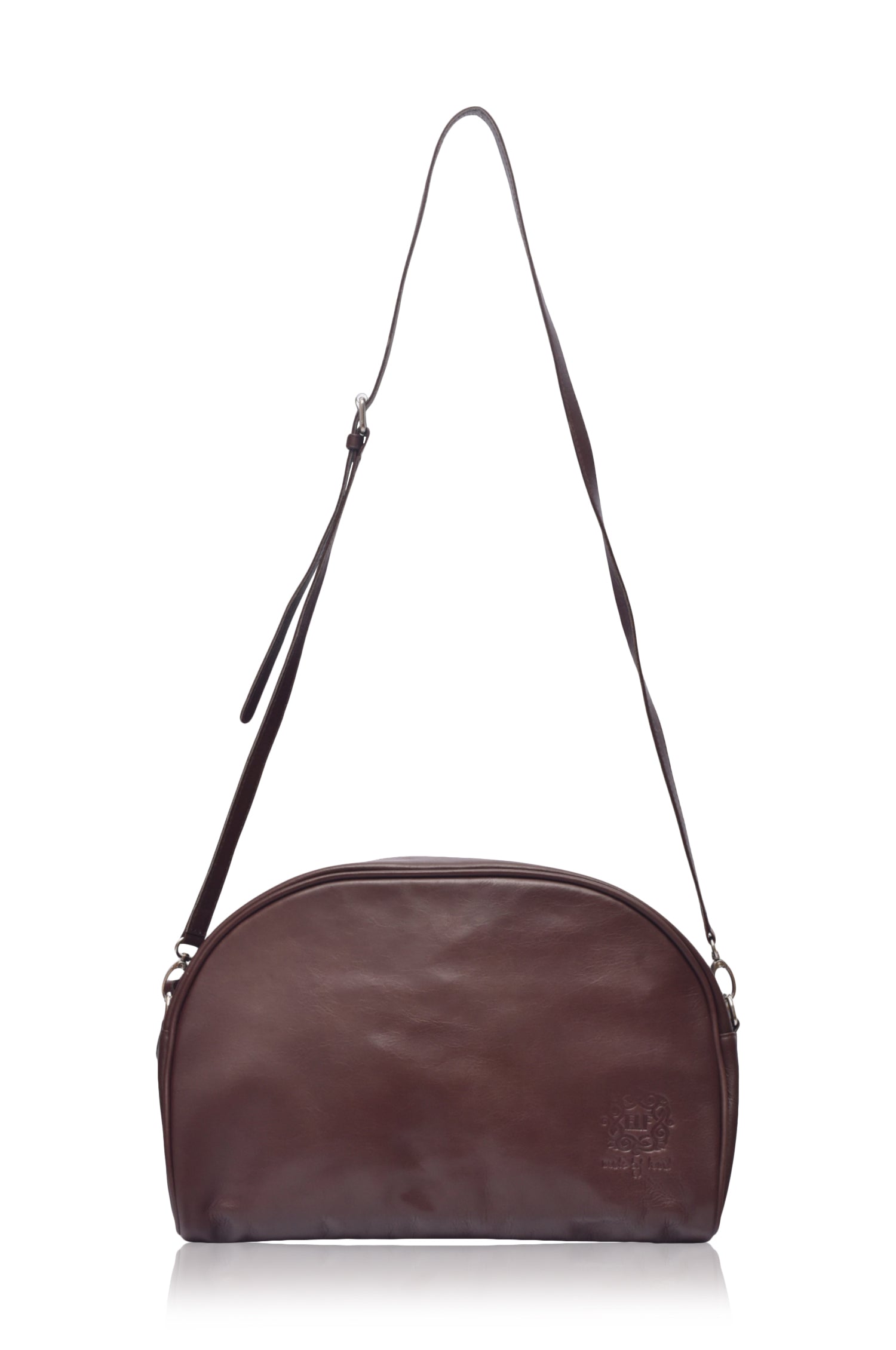 Brown Sabine genuine leather crossbody handbag and oversized clutch with adjustable shoulder strap — view 2