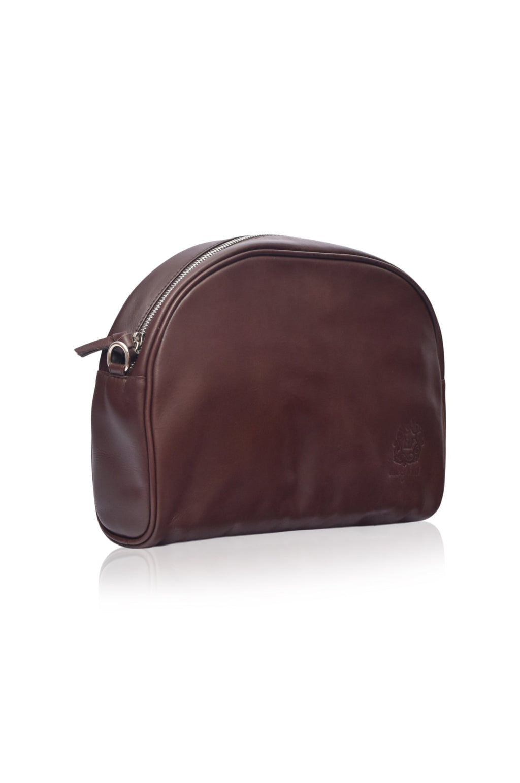 Brown Sabine genuine leather crossbody handbag and oversized clutch with adjustable shoulder strap — view 4