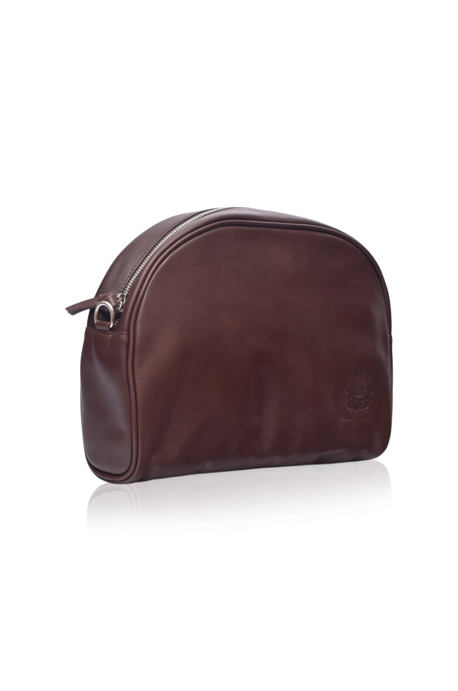Brown Sabine genuine leather crossbody handbag and oversized clutch with adjustable shoulder strap — view 4