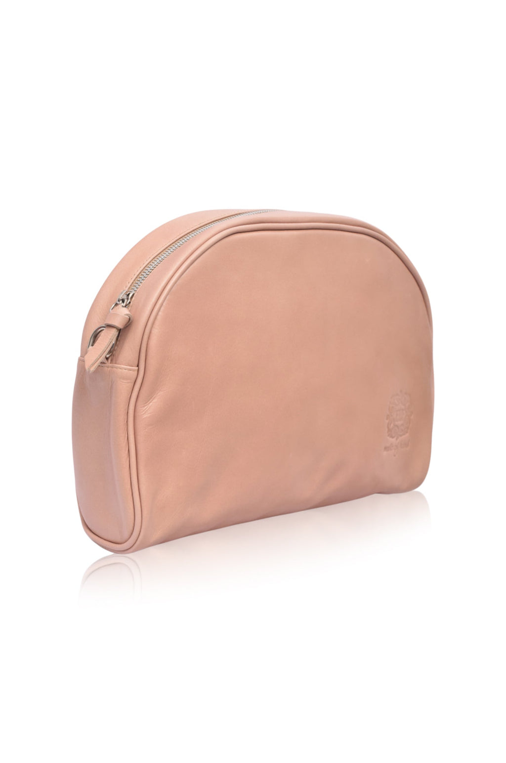 Sabine leather handbag, neutral beige genuine leather crossbody bag with adjustable strap. — view 4