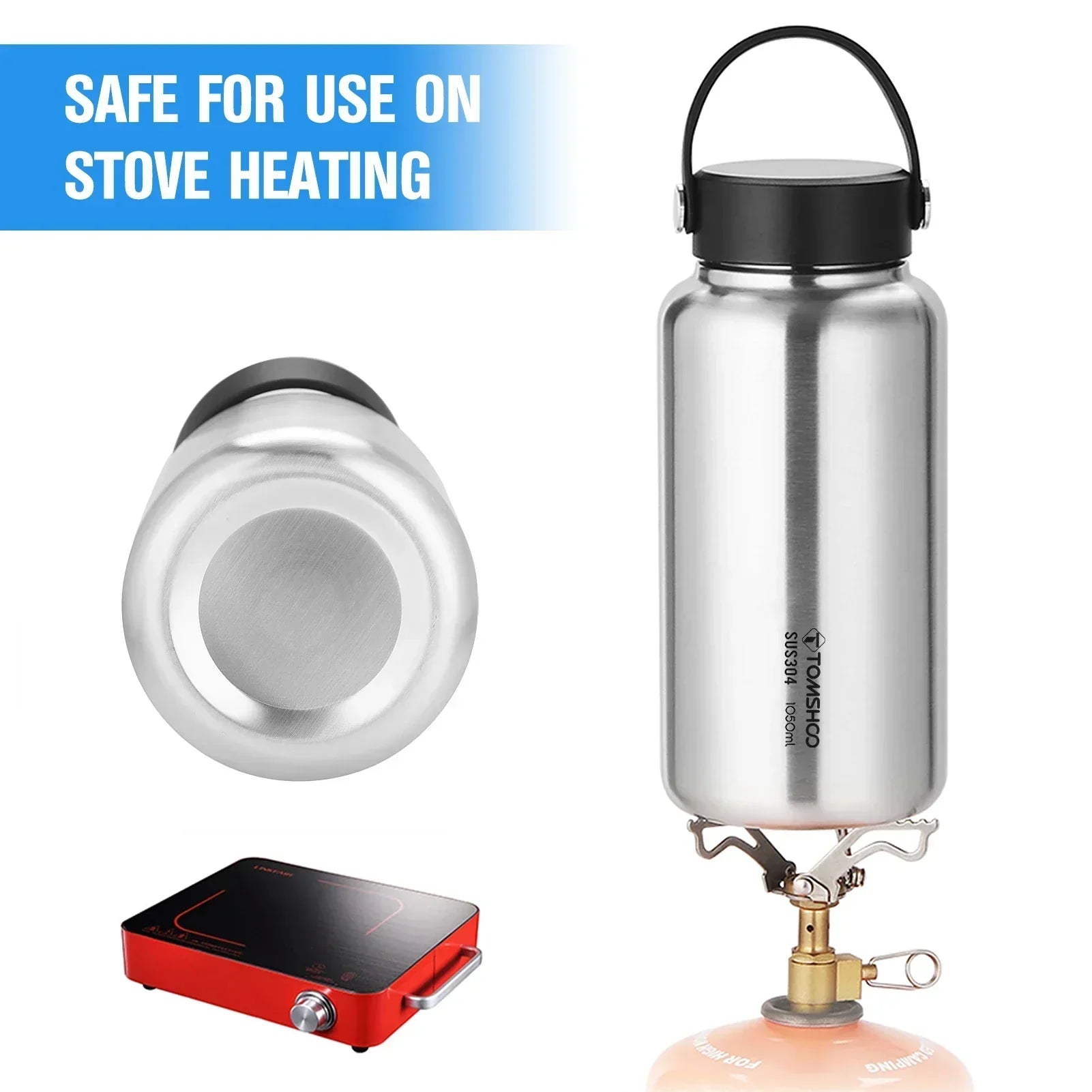1050ml stainless steel water bottle for outdoor camping and hiking with secure leak proof lid — view 5